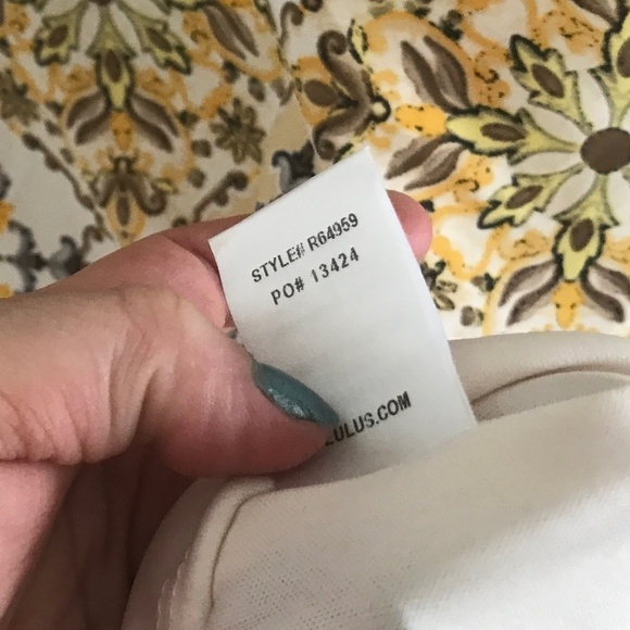 Lulus Mini dress Retro Mod Buttery soft Butter Yellow white Mozaïk print Size XS - Picture 8 of 11